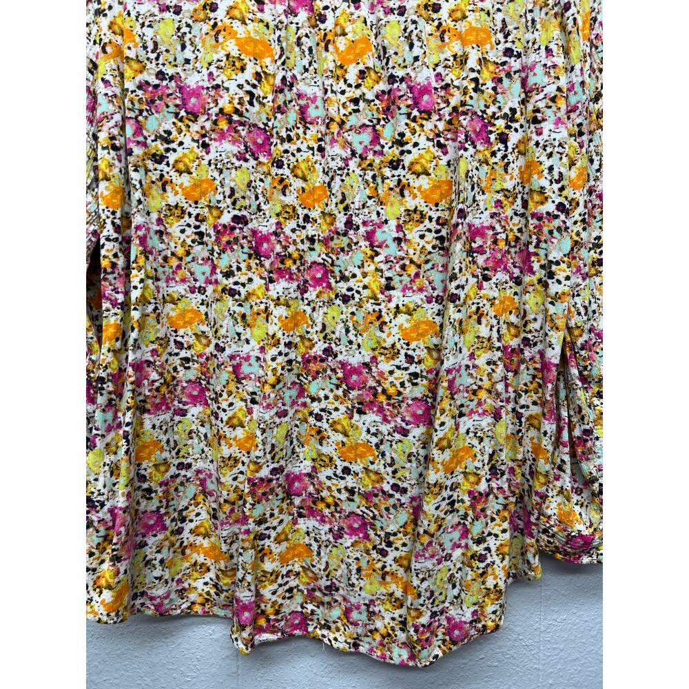 Kut From The Kloth Floral Crinkled Shirt Womens XL Roll Tab Sleeves Relaxed Boho - Picture 9 of 13